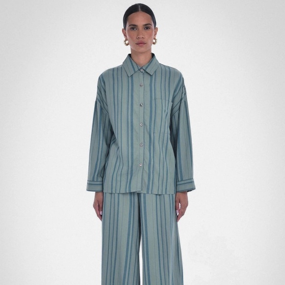 EUC Paper Label Penny Striped shirt green & blue - Picture 5 of 7